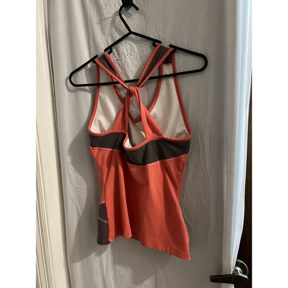 Title None Orange Gray Twisted Back Tank Top Sz Xs Built In Bra Activewear - Picture 2 of 4